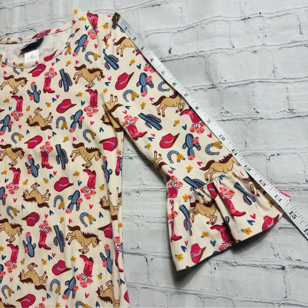 Counting Daisies Girl's Size 10 Dress Western Cowgirl Bell Sleeve Rodeo Horses